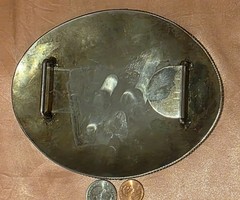 Vintage Metal Belt Buckle, Silver and Brass, Really Big Extra Large Size, Nice