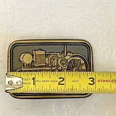 Vintage Tractor Belt Buckle Bronze Tone Steam Tractor Farm Machinery Western