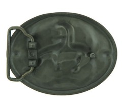 End of Trail American Indian on Horse Western Black Enamel Belt Buckle