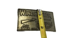 1970s Vtg WINCHESTER Guns belt buckle “Repeating Arms” WESTERN BRASS Tone