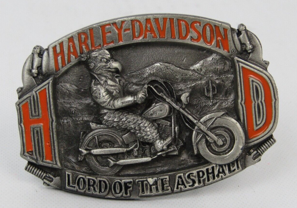 Harley Davidson Vintage Eagle Biker Belt Buckle Lord of Asphalt 1992 Baron USA