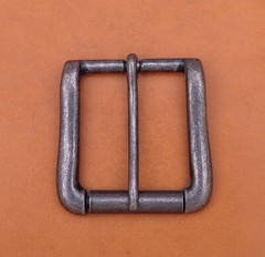 40mm Vintage Silver Two-Tone Heavy Square Roller Single Prong Pin Belt Buckle
