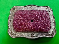 Rectangular Red Pink Bead Covered Belt Buckle Center Hole For Craft Or Project