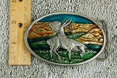 Bergamot Brass vintage Chief Joseph enamel on metal western belt buckle