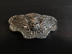 Harley-Davidson women&rsquo;s skull / wings belt buckle.#97772-09VW.Silver plaited.