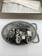 VIintage Halliburton Services Belt Buckle 1916 FWD Truck Pumper 80s New READ!!