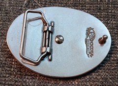 Nocona Belt Buckle Camo Deer Rope Edge Silver Tone Oval Leaping White Tail