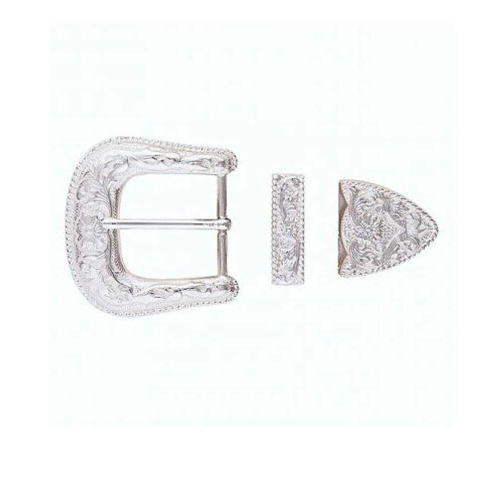 New 3 pc Belt Buckles Sets in Silver and Antique Silver in 1&Prime; or 1 1/2&Prime; width