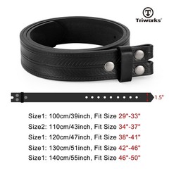 TRIWORKS Western Belts for Men without Buckle Cowboy Fit Size 38&Prime;-41&Prime;, Black