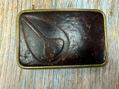 Nixon Logo Embossed on Leather Vintage Advertisement Promotional Belt Buckle