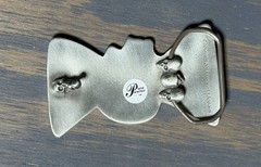 NOS Y2K Lucky 13 Apparel Metal Belt Buckle Skull Bow Pin Up Punk Psychobilly