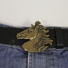 Belt Buckle Horse Head, Belt Buckle for Riders and Horse Fools Gold Antique