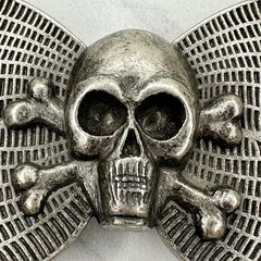 Skull Butterfly Belt Buckle Silver Tone Gothic Punk Statement