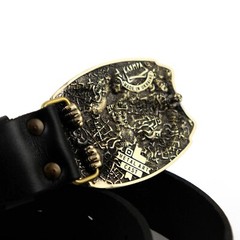 Semargl solid brass belt buckle, handmade Mythical winged lion Simargl buckle