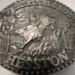 Hesston Vintage Rodeo Belt Buckle 1988 METAL Original Wrap National Finals NFR