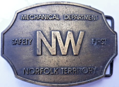 belt buckle 1970s Norfolk & Western railroad Mechanical Department safety first