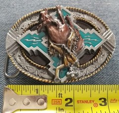 BULL RIDER COWBOY HAT RIDING RODEO WESTERN BELT BUCKLE BERGAMOT MADE IN USA NEW