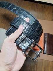 3.8CM Black 100% Genuine Leather Skin Men Belt Buckle-Handmade-Customize