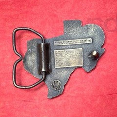 Bergamot Brass Works Belt Buckle Mens Silver Excellent 1976 Texas State Map