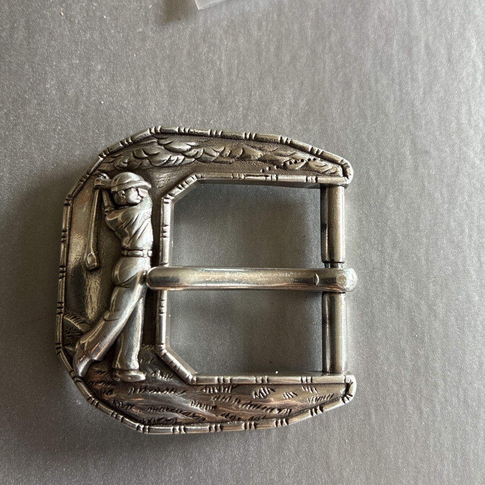 Vintage 1998 Unisex Decorative Belt Buckle 1.25” Wide Belt Pewter