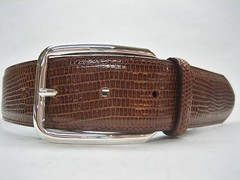 Sterling silver 925 Jackson buckle 30 grams w/Genuine Lizard-1-3/8&Prime; belt U.S.A.