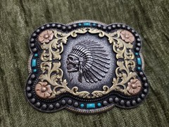 Nocona Mens Chief Skull Belt Buckle 37038