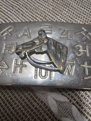 Vintage Chambers Belt Buckle, with a Horse Head and Brands, 3 inches x 2 inches