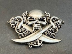 Creepy Skull Head Vampire Teeth Swords Snake Halloween Gothic Biker Belt Buckle
