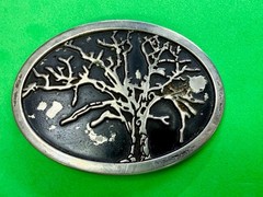 Tree Of Life =Black Enamel Oval Hippy Vibe Belt Buckle To Paint Restore
