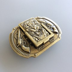 Vintage Bronze Western Tiger Wildlife Lighter Belt Buckle also Stock in US