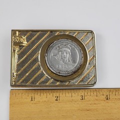Vtg Belt Buckle Liberty Centennial Coin 1886-1986 Leslie Mfg 1985 Metal USA