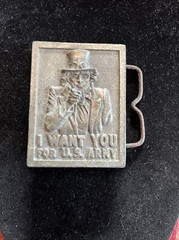 VTG 1975 “I Want You For U S Army » Uncle Sam Belt Buckle Bergamot Brass Works