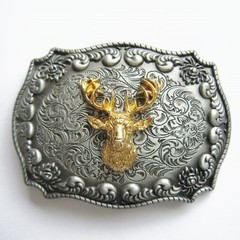 HORN 3-D ANIMAL DEER HEAD GOLD RODEO COWBOY WESTERN BELT BUCKLE