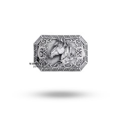 3D Horse Face Racing Jockey Polo Man Belt Buckle 925 Sterling Silver
