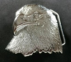 EAGLE HEAD RAPTOR SHAPED CHROME PLATED SOLID BRASS BELT BUCKLE BARON 1978 NEW