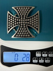 Vintage Y2K Maltese Iron Celtic Cross Belt Buckle Black Silver Goth Gothic Biker