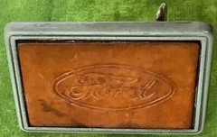 Belt Buckle w/ Ford Logo Embossed on Leather, attached to Metal Backing, NICE.