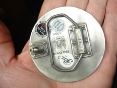 BIG RED Texas Lone STAR pewter BELT BUCKLE law enforcement badge sheriff emblem