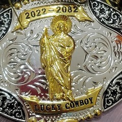 Saint jude San Judas Western belt Buckle Gold Silver Heavy gold silver