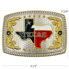 Oversize COLORED TEXAS STATE Flag SILVER & GOLD Belt Buckle Cowboy Cowgirl