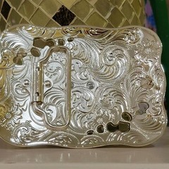 Centenario Cowboy Belt Buckle Western Hebilla Rodeo Silver Rosetone Coin