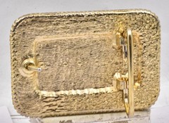 Estate unworn gold plated BIG Southwestern Style Petrified Wood type Belt Buckle