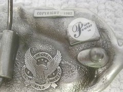 1982 The Great American Buckle Co Buck & Doe Pewter Belt Buckle 3 3/8&Prime; x 2 1/4&Prime;