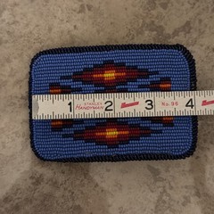 Vintage Hand Made Native American Tribal Leather Back Seed Bead Belt Buckle
