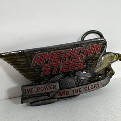 American Steel Belt Buckle Eagle The Power & The Glory Made In England 3.75”