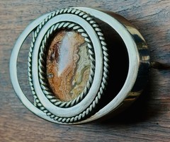 Handmade Lace Agate Belt Buckle Vintage Southwestern Studio Craft Artisan