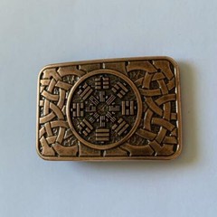 Metal Eight Trigrams Mens Ractangle Belt Buckle Brass Occult Plaque Celtic Cnot
