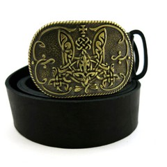 Brass belt buckle Runic trident, Ukrainian runic sign, Embroidered belt buckle