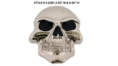 Skull Belt Buckle Tattoo Mens Women Silver Metal Blinged Halloween Party Costume