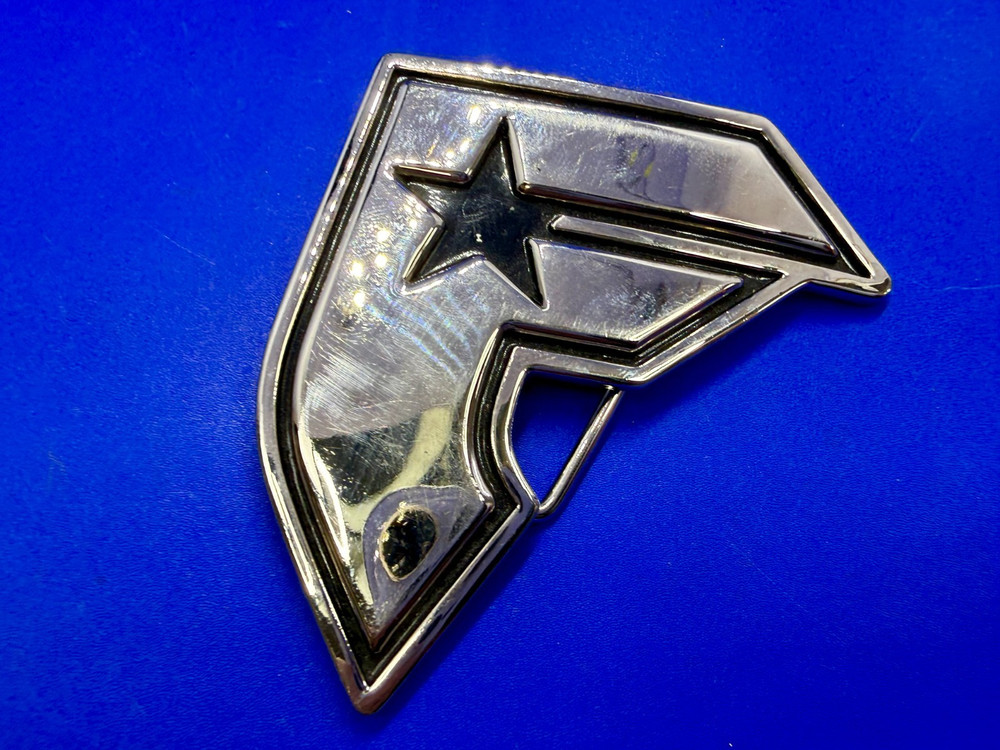 Famous Stars & Straps Silver Black Star Logo Metal Y2K Belt Buckle